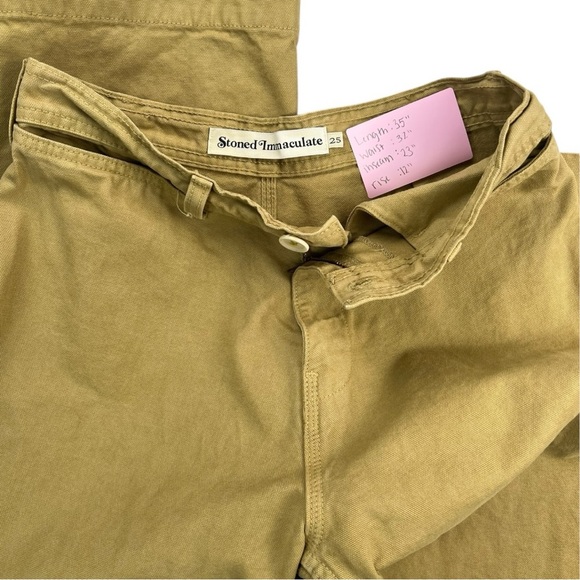 Stoned Immaculate Sail Away Tan Khaki Canvas Wide Leg Cropped Pants in Size 25 - Picture 6 of 6